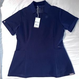 Figs Inala Slim Scrub Top Womens - Navy NWT